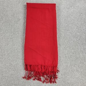 VINTAGE Company C Throw 44"W x 86" Red Pure Wool Knit Hand Twisted Fringe